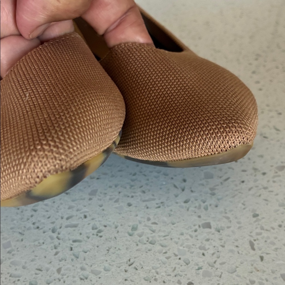 Rothy's Tan Pointed Flats with Blue Trim - Picture 8 of 8